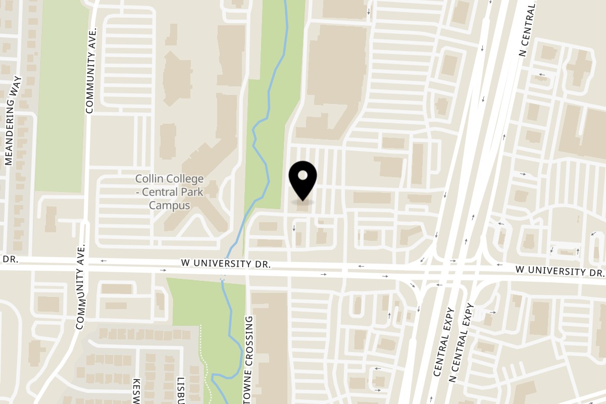 Map showing the location of Pho Bistro McKinney on 2058 W University Dr in McKinney